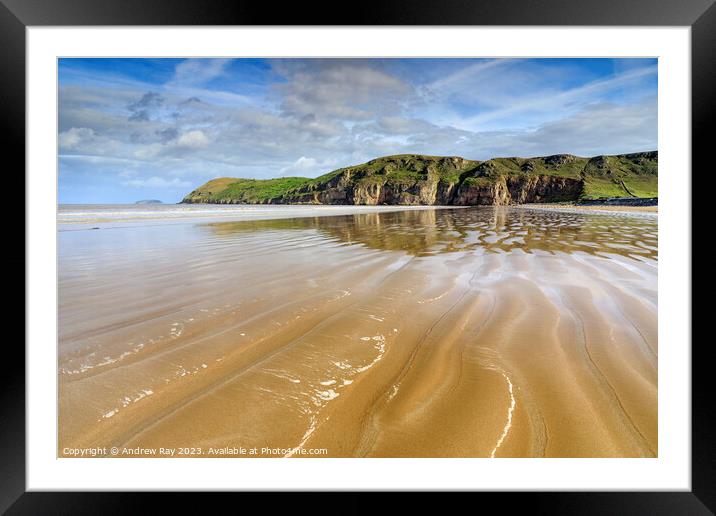 Sand patterns on Brean Beach Framed Mounted Print by Andrew Ray