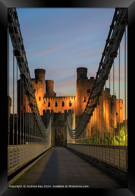 Twilight from Conwy Suspension Bridge Framed Print by Andrew Ray