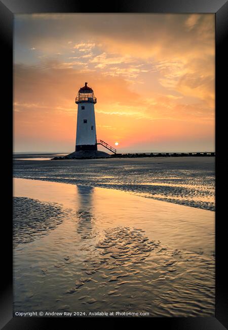 Talacre Lighthouse at sunrise Framed Print by Andrew Ray
