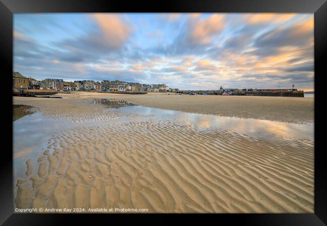 Sand patterns at St Ives  Framed Print by Andrew Ray