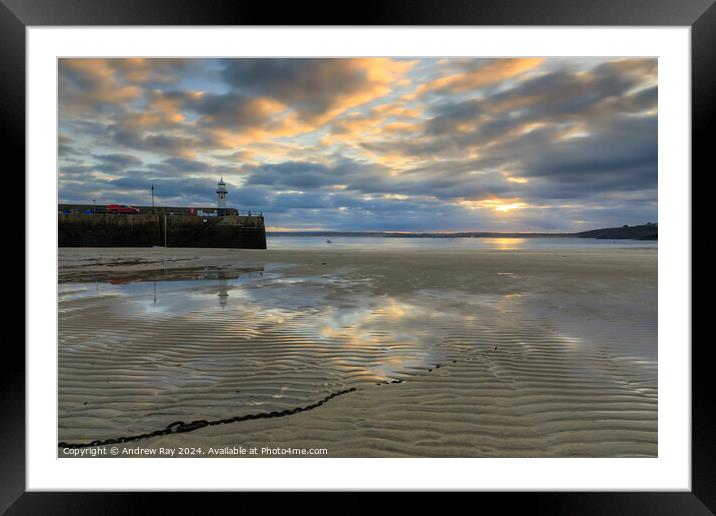 Early morning on St Ives Beach Framed Mounted Print by Andrew Ray