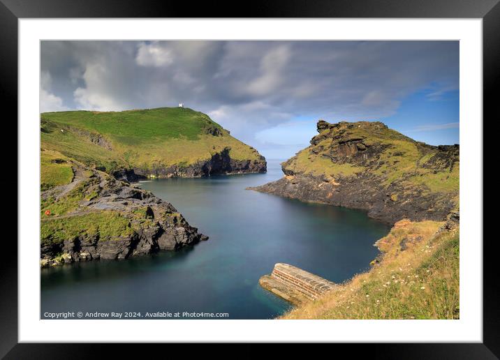 Boscastle Harbour Entrance  Framed Mounted Print by Andrew Ray