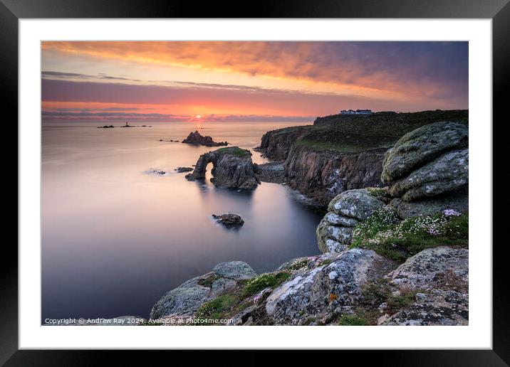 Spring sunset (Land's End)  Framed Mounted Print by Andrew Ray