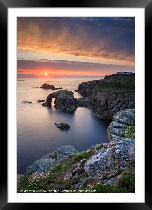 Towards the setting sun (Land's End)  Framed Mounted Print by Andrew Ray
