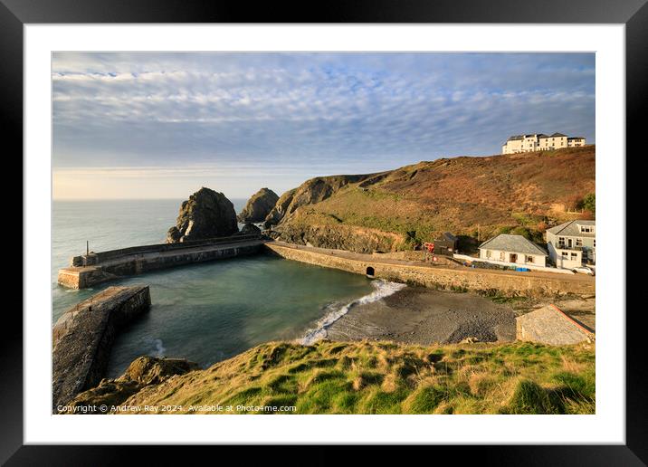 Above Mullion Harbour  Framed Mounted Print by Andrew Ray