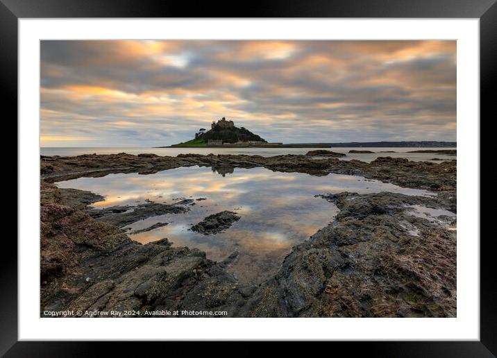 Rock Pool (St Michael's Mount) Framed Mounted Print by Andrew Ray