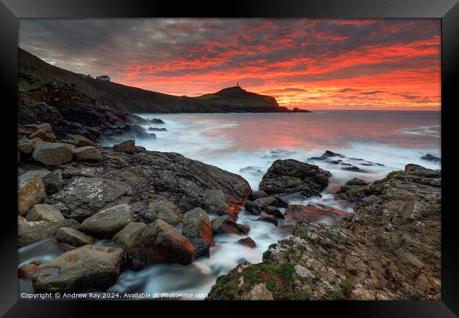 Cape Cornwall at sunset  Framed Print by Andrew Ray