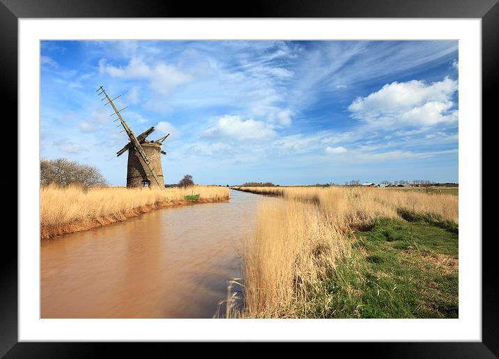 Brograve Drainage Mill Framed Mounted Print by Andrew Ray