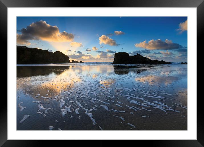 Patterns on the Beach (Perranporth) Framed Mounted Print by Andrew Ray