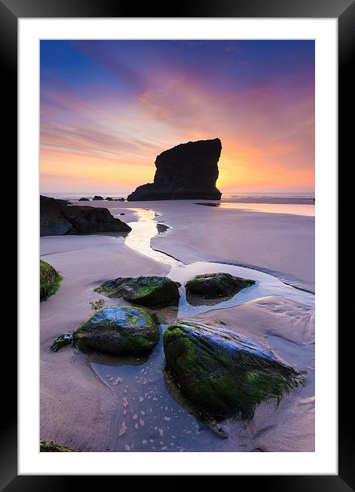 Sunset at Bedruthan Steps Framed Mounted Print by Andrew Ray