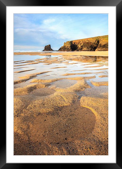 Sand Patterns at Porthcothan Framed Mounted Print by Andrew Ray