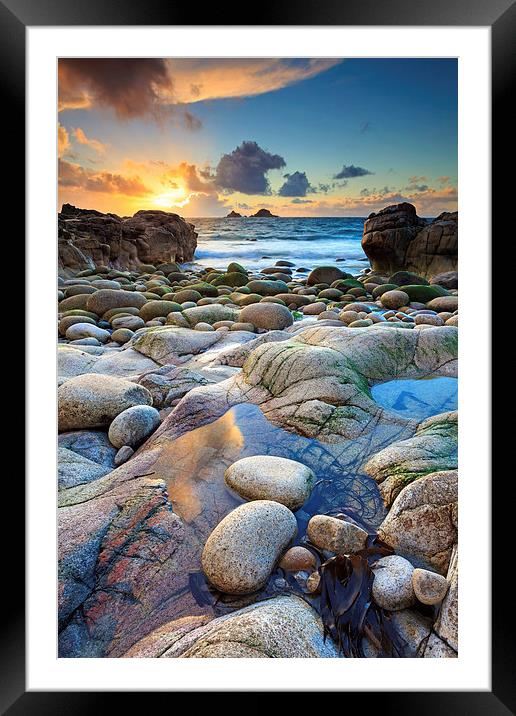 The Brison's at Sunset (Porth Nanven) Framed Mounted Print by Andrew Ray