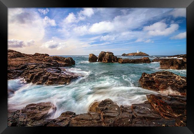 Incoming Wave at Godrevy Framed Print by Andrew Ray