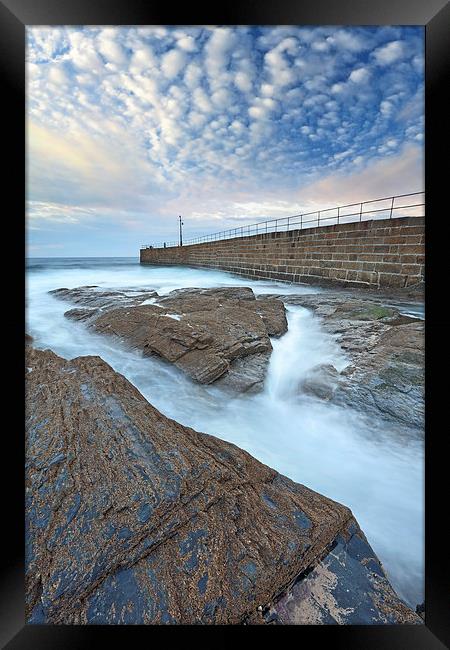 Pier at Porthleven Framed Print by Andrew Ray