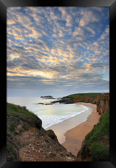 Godrevy Cove at Sunset Framed Print by Andrew Ray