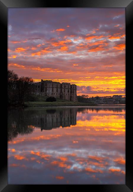 Sunset at Carew Castle Framed Print by Andrew Ray