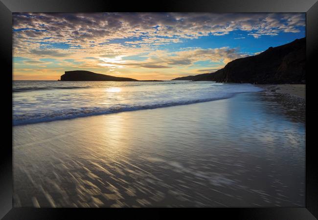 Setting Sun at Oldshoremore Framed Print by Andrew Ray