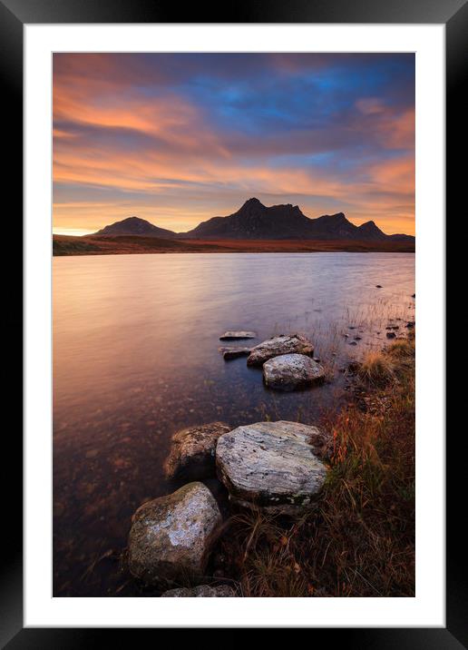 Rocks at Sunrise (Loch Hakel Framed Mounted Print by Andrew Ray