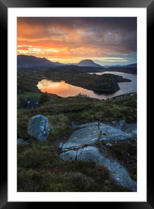 Loch Inchard Sunrise Framed Mounted Print by Andrew Ray
