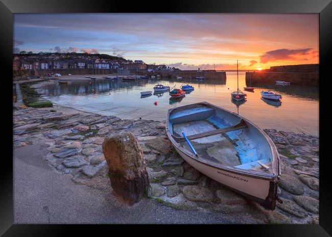 Boats at Sunrise (Mousehole) Framed Print by Andrew Ray