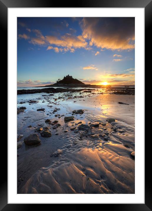 Marazion Beach at Sunset Framed Mounted Print by Andrew Ray