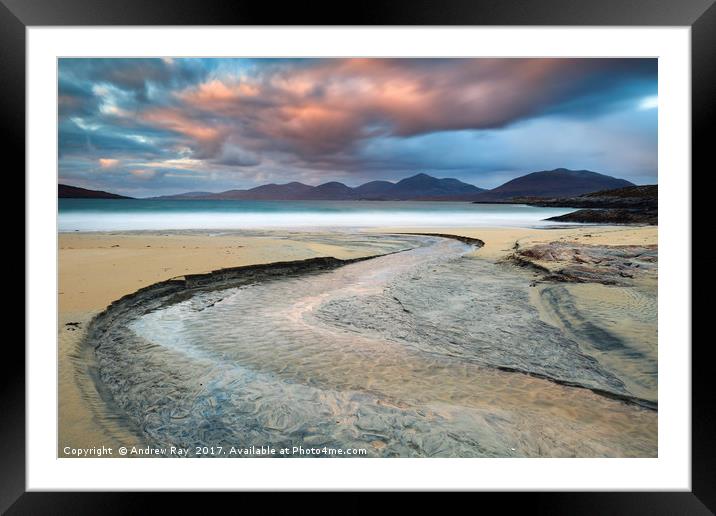 Luskentyre Beach at Sunset Framed Mounted Print by Andrew Ray