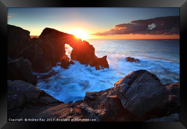 Sunset at Stac a' Phris Framed Print by Andrew Ray