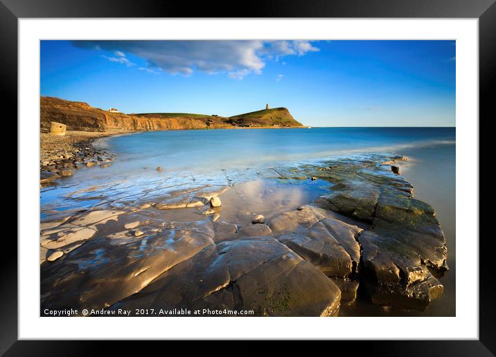 Ledge at Kimmeridge Framed Mounted Print by Andrew Ray