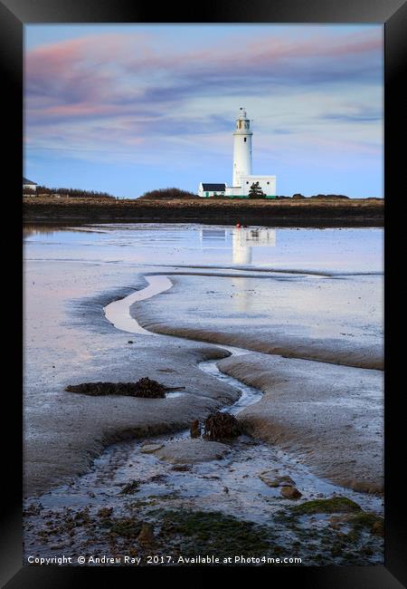 Sunset at Hurst Point Lighthouse Framed Print by Andrew Ray