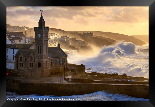 Stormy Morning (Porthleven)  Framed Print by Andrew Ray