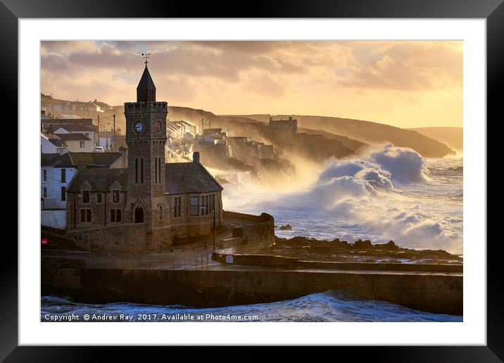 Stormy Morning (Porthleven)  Framed Mounted Print by Andrew Ray