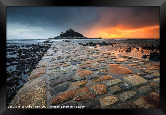 Stormy Sunset (St Michael's Mount)  Framed Print by Andrew Ray