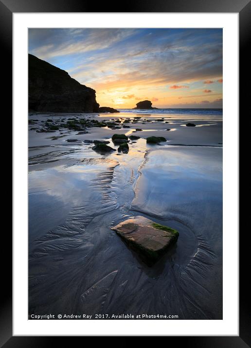Sunset at Portreath Framed Mounted Print by Andrew Ray