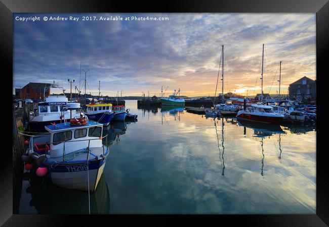Sunrise Reflections (Padstow) Framed Print by Andrew Ray