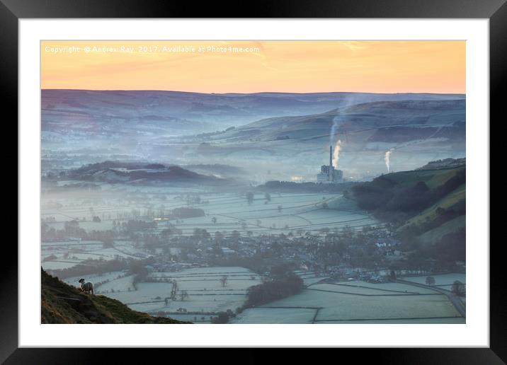 Sheep above the Hope Valley Framed Mounted Print by Andrew Ray