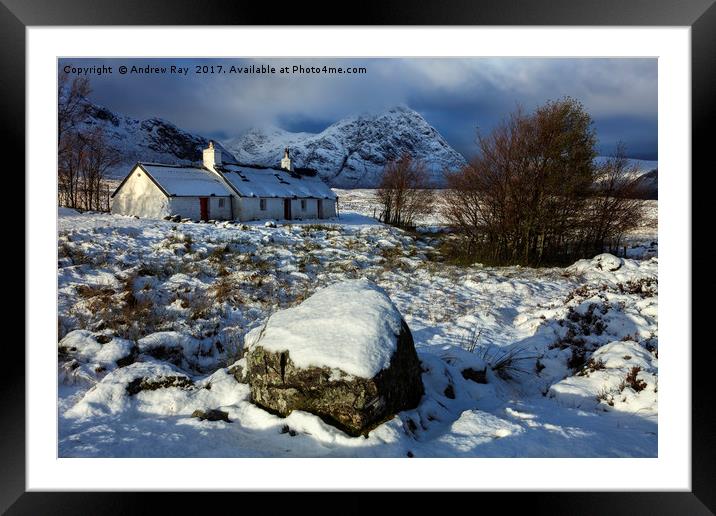 Snowy Morning (Black Rock Cottage) Framed Mounted Print by Andrew Ray