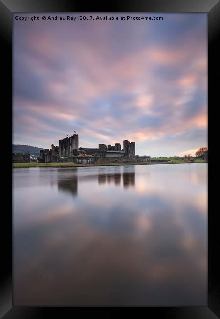 Caerphilly Castle at Sunset Framed Print by Andrew Ray