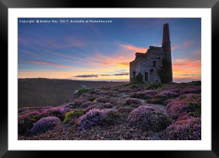 Cornish Engine House at Sunset (Tywarnhayle) Framed Mounted Print by Andrew Ray