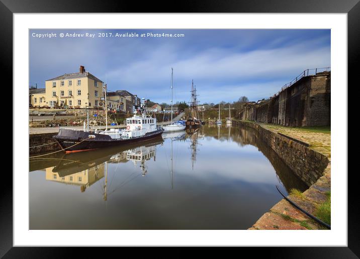 Morning Reflections (Charlestown Dock) Framed Mounted Print by Andrew Ray