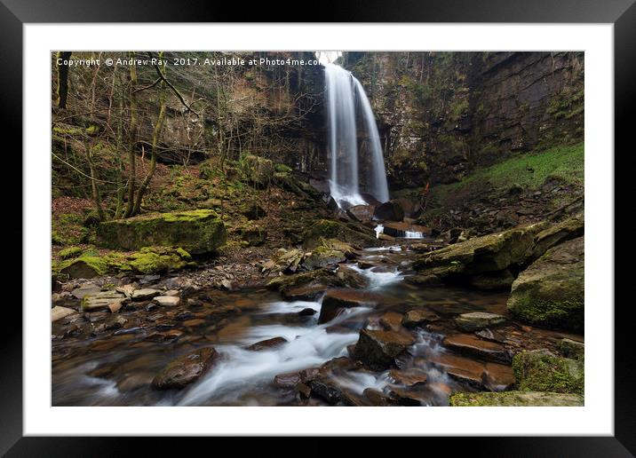Towards Melincourt Waterfall Framed Mounted Print by Andrew Ray