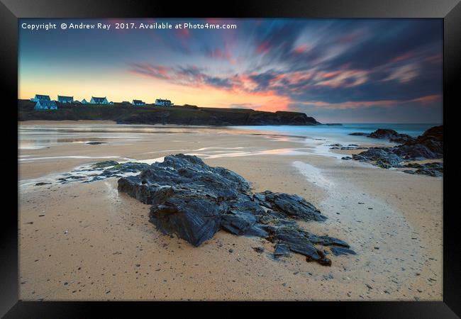 Treyarnon Beach at Sunset Framed Print by Andrew Ray