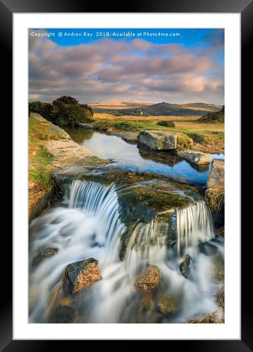 Windy Post Waterfall (Dartmoor) Framed Mounted Print by Andrew Ray