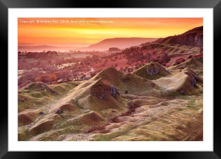 Sunrise at the Llangattock Escarpment Framed Mounted Print by Andrew Ray