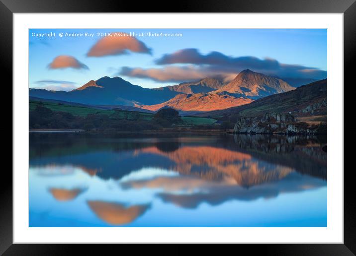 Snowdon reflections (Llyn Mymbyr) Framed Mounted Print by Andrew Ray