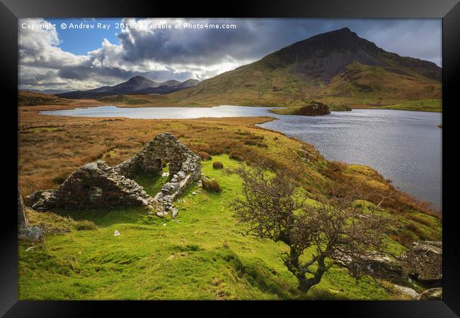 Into the light (Llyn Dywarchen) Framed Print by Andrew Ray