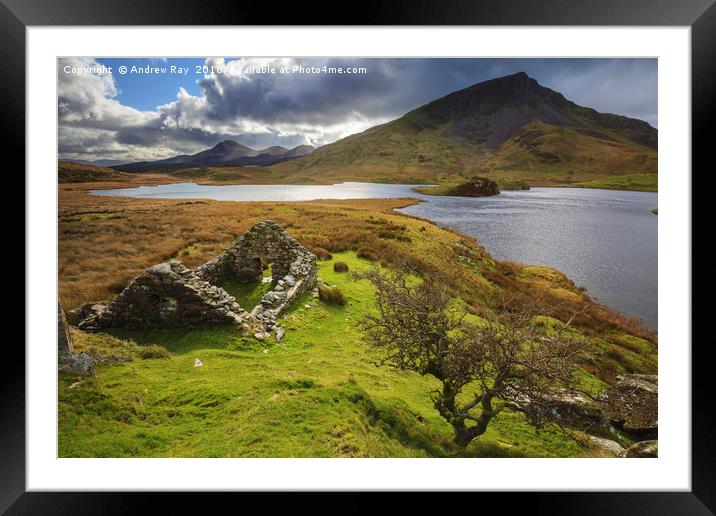 Into the light (Llyn Dywarchen) Framed Mounted Print by Andrew Ray