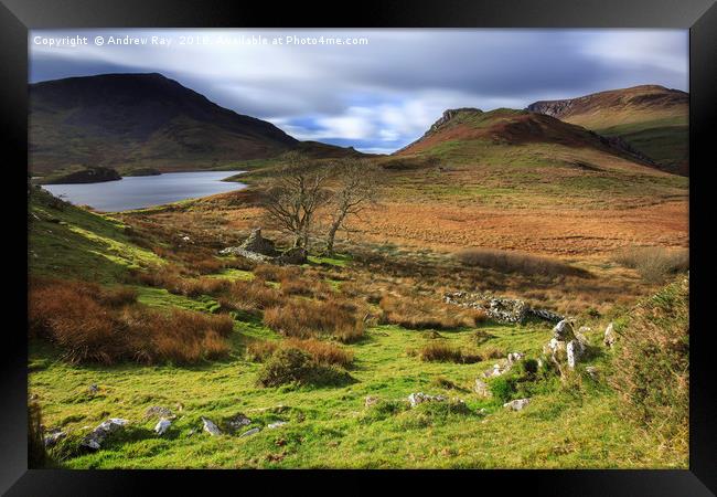 Llyn Dywarchen view Framed Print by Andrew Ray