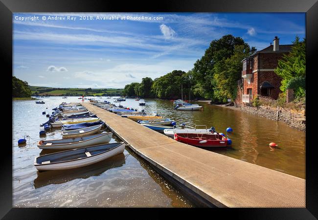 Boats at Stoke Gabriel Framed Print by Andrew Ray