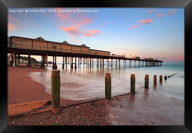 Teignmouth Pier at sunset Framed Print by Andrew Ray