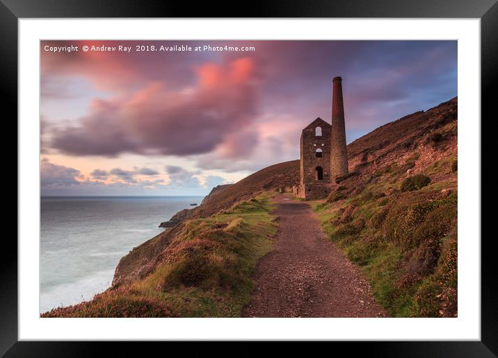 Sunset at Wheal Coates Framed Mounted Print by Andrew Ray